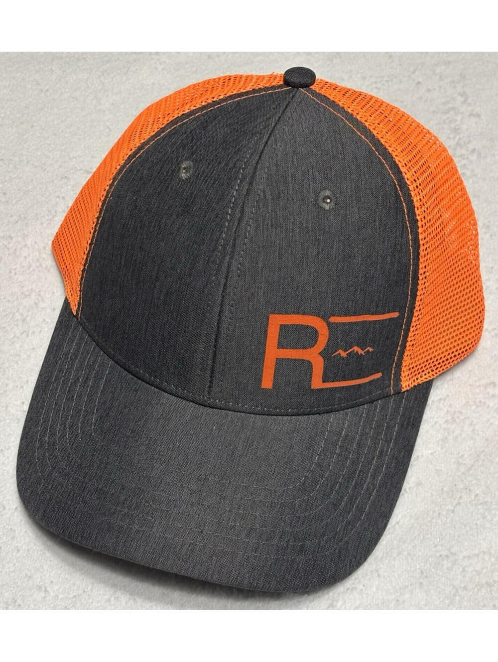 Runners Empire Orange Gray Trucker Hat Snapback Mesh Adjustable || NWT